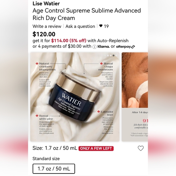 6 pack Lise Watier Age Control Supreme Sublime Advanced Day Cream 3ml - Picture 3 of 4